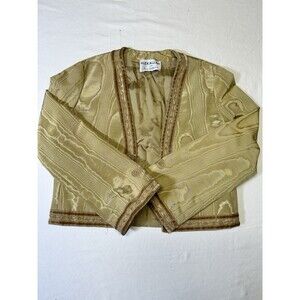 Vintage Rizkallah for Don Friese LTD Brocade Embroidered Jacket Gold Brown
